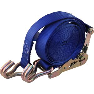 Spanband, 2-delig , met ratel en dubbele punthaken blauw 35mm 5000mm Novio cargo - Spanbanden - Sjorbanden - Spanbanden Autotransport - Motortransport - Novio