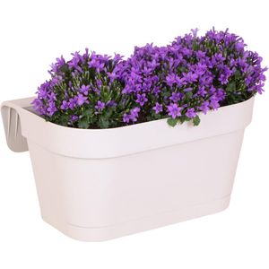 FloraFiesta - Campanula Addenda - Ambella Intense Purple - Balkonbak (36cm breed) met Ophangsysteem - Set van 3 - Wit
