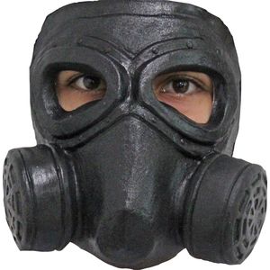 Partychimp Gezichtsmasker Dubbel Gasmasker Halloween - Latex - Zwart - One-size