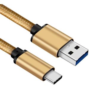 USB C kabel - C naar A - Nylon mantel - Goud - 3 meter - Allteq