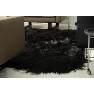Blissful© Vloerkleed van IJslandse schapenvacht zwart (200x220cm) hoogste kwaliteit! - handgemaakt - 100% natuurlijk product - ecologisch - echt - carpet
