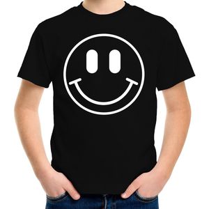 Bellatio Decorations Verkleed shirt jongens - smiley - zwart - carnaval - feestkleding voor kinderen 146/152