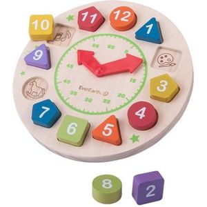 Everearth Houten Klok Vormen Educatief Multicolor 23 Cm