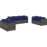 vidaXL - 7-delige - Loungeset - met - kussens - poly - rattan - grijs