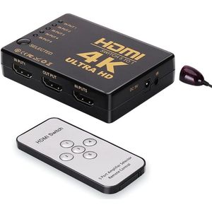 Qost - HDMI Splitter 5 in 1 uit - Zwart - 4K 3D 1080p@60Hz - HDMI Switch 5 Poorts -720p/1080p/4K/3D