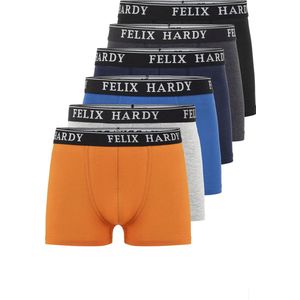 Felix Hardy Boxer - Boxershort Multipack 6 Pack - Onderbroek Mannen - Ondergoed - 95% Katoen Heren Zwart-Navy-Grijs-Sax-Oranje - S