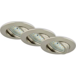 Briloner Leuchten - LED-inbouwlampen, set van 3, plafondlampen dimbaar, LED-module zwenkbaar, elk 6,5 W, 3.000 K IP23