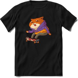 Casual Skater Kat T-Shirt Heren / Dames Dieren Shirt