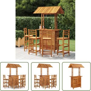 The Living Store 5-delige Tuinbarset massief acaciahout - Tuinbarset - Acacia Hout - Buitendecoratie - Lounge Set - Eetkamerset