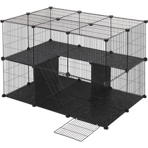 Dierenren - Kattenren - Hondenren Buiten - Konijnenhok voor Binnen - Konijnenren - Kippenren - Ren - Dierenverblijf Buiten - 105 x 70 x 70 cm - Zwart