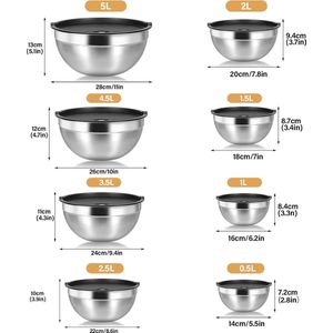 stainless steel salad bowls with airtight lid,8 pics