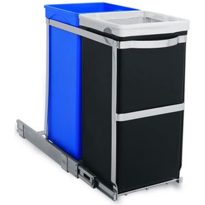 Simplehuman Prullenbak Pull Put Inbouw 20+15 l - Zwart