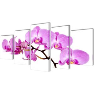 vidaXL-Canvas-muurdruk-set-orchidee-200-x-100-cm