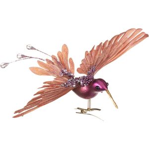 Viv! Christmas Kerstdecoratie - Kolibrie op clip - roze - 18cm