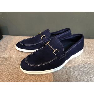 Mocassin donker blauw suède leer maat 44