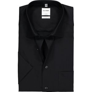 OLYMP Luxor comfort fit overhemd - korte mouwen - zwart - Strijkvrij - Boordmaat: 46
