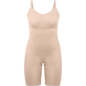 Spanx Thinstincts 2.0 - Closed-Bust Mid-Thigh Bodysuit - Kleur Champagne Beige (lichte huidskleur) - Maat M