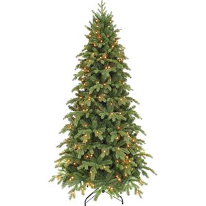 Triumph Tree Sherwood Kunstkerstboom Slim met LED Verlichting - H155 x Ø91 cm - Groen