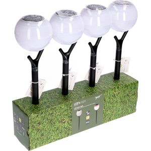 Proventa® Set van 4 Tuinlampen op zonneenergie met sensor - Automatisch aan/uit - Draadloos - Zwart