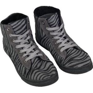 Sneakers RIHANNA zebraprint halfhoog met voering - Grijs / Zwart - Suedine - Maat 40