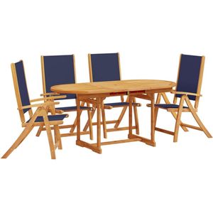 vidaXL 5-delige Tuinset massief acaciahout en textileen - Tuinset - Tuinsets - Loungeset - Tuintafel