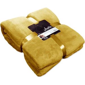 Unique Living Justin - Fleece - Plaid - 150x200 cm - Curry