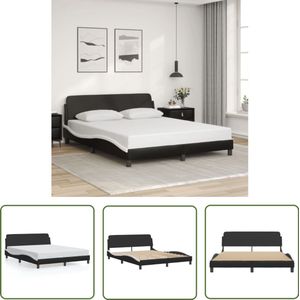 vidaXL Bedframe - Slaapcomfort - Bedframe Dover kunstleer zwart en wit 160x200 cm - Boxspring - Hoofdbord - Modern Interieur