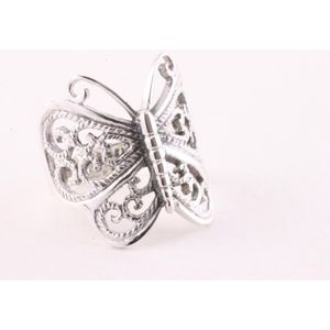 Grote opengewerkte zilveren vlinder ring - maat 17