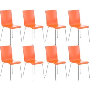 CLP Pepe Set van 8 Wachtkamerstoelen - Houten zitting oranje