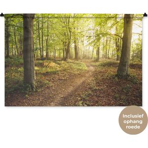 Wandkleed Bospaden - Een weg door het bos Wandkleed katoen 150x100 cm - Wandtapijt met foto