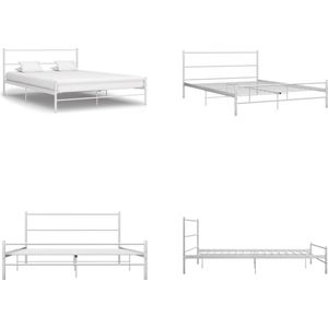 vidaXL Bedframe metaal wit 120x200 cm - Bedframe - Bedframes - Tweepersoonsbed - Tweepersoonsbedden