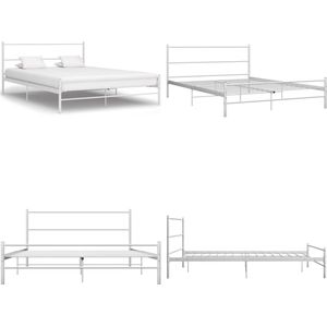 vidaXL Bedframe metaal wit 120x200 cm - Bedframe - Bedframes - Tweepersoonsbed - Tweepersoonsbedden
