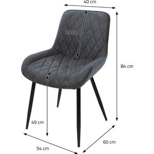 ML-Design Set van 6 Eetkamerstoelen Eetkamerstoel met rugleuning en armleuningen, antraciet, PU kunstlederen zitting, metalen poten, keukenstoelen woonkamerstoelen gestoffeerde stoel