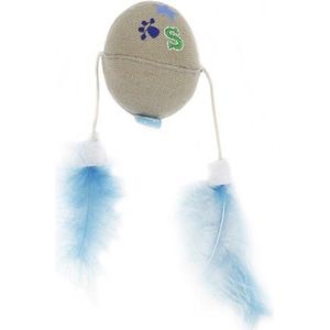 Lief! Bal Met Veren Boys Met Catnip Beige/Blauw 25X7X5 CM