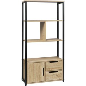 ZCNR® - Boekenplank - Open BoekenKast - Woonkamer - Light Oak - L 24 CM x B 58 CM x H 120 CM