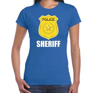 Sheriff police embleem t-shirt blauw voor dames - politie agent - verkleedkleding / kostuum M