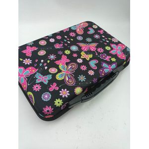 Diamond painting koffer - stockage box met 60 potjes - zwart met vlinders en bloemen - zwarte rand
