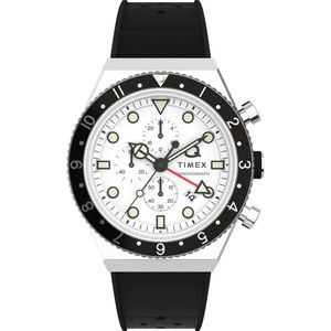 Timex Q Gmt Chrono TW2V70100 Horloge - Rubber - Zwart - Ø 40 mm