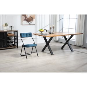 Sweiko Eetkamerstoel - Set van 2 - Inklapbare stoel - Geen montage vereist - Velvet - Blauw