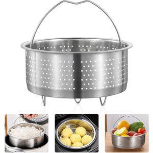 stoominzet, stoompan, inzetstuk van roestvrij staal, stoominzet voor kookpan roestvrij staal, stoominzet voor pan, knoedels, dumpling, groente, steamer-rond: 17,5 cm