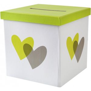 Enveloppendoos Hearts White and Green - enveloppendoos - moneybox - hart - groen - trouwen - huwelijk - cadeau