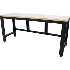 Kraftmeister werkbank Premium 204 cm - Werktafel met eiken werkblad - Zwart