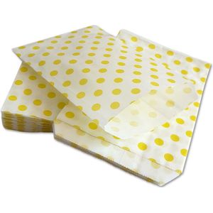 Prigta - Papieren zakjes - 100 stuks - 10x16 cm - wit met gele stipjes - 40 gr/m2 / cadeauzakjes