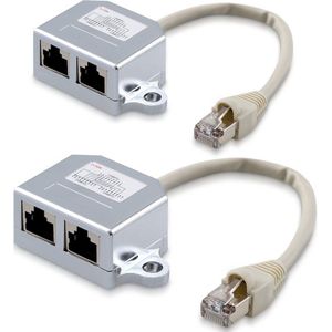 kwmobile 2x netwerk kabel splitter - Netwerk splitter - 1 ethernetkabel RJ45 (8-aderig) naar 2 ISDN-bus RJ45 (4-aderig) - Met netwerkkabel - Zwart