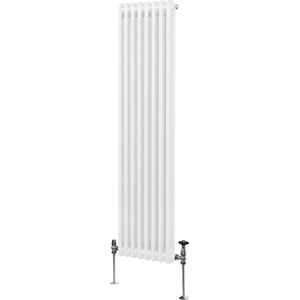 Monster Shop Traditionele Stijl 2 Kolom Verticale Radiatoren 1800 x 382mm - Hoogwaardig Carbon Staal - Hoge BTU Warmte Output - Inclusief Bevestigingskit & Borstel - 15 Jaar Garantie – Wit