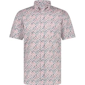 State of Art - Short Sleeve Overhemd Print Roze - Heren - Maat XXL - Regular-fit