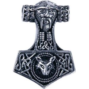 Geoxideerde zilveren hamer  van Thor met vos