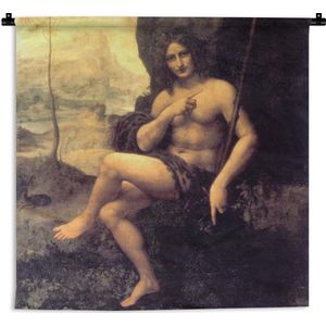 Wandkleed Da Vinci - St John in the wilderness - Leonardo da Vinci Wandkleed katoen 60x60 cm - Wandtapijt met foto