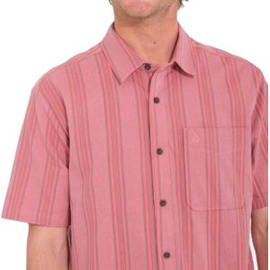 Volcom Newbar Stripe Short Sleeve Overhemd - Washed Ruby