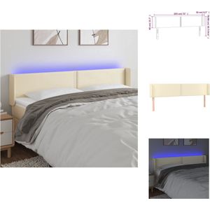 vidaXL Hoofdbord - Crème - Kunstleer - 183 x 16 x 78/88 cm - Verstelbaar - LED - Bedonderdeel